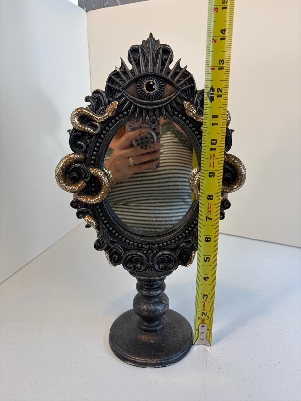Halloween Gothic CHRISTIAN SIRIANO Tabletop Framed Mirror Gold Snakes reputation - Picture 8 of 11